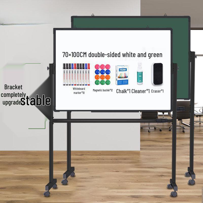 Double-Sided Mobile Easel Whiteboard/Blackboard for Home or Office Use