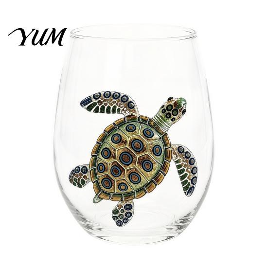 Stylish Nautical Themed Cup Marine Animal Theme Clear Glass Tumbler, Handcrafted Painted Glassware, Creative Iced Coffee Juice Unique Drinking
