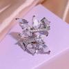 Super Flash Zircon Leaf Open Diamond Ring Design Sense Korean Light Luxury Trendy Ring