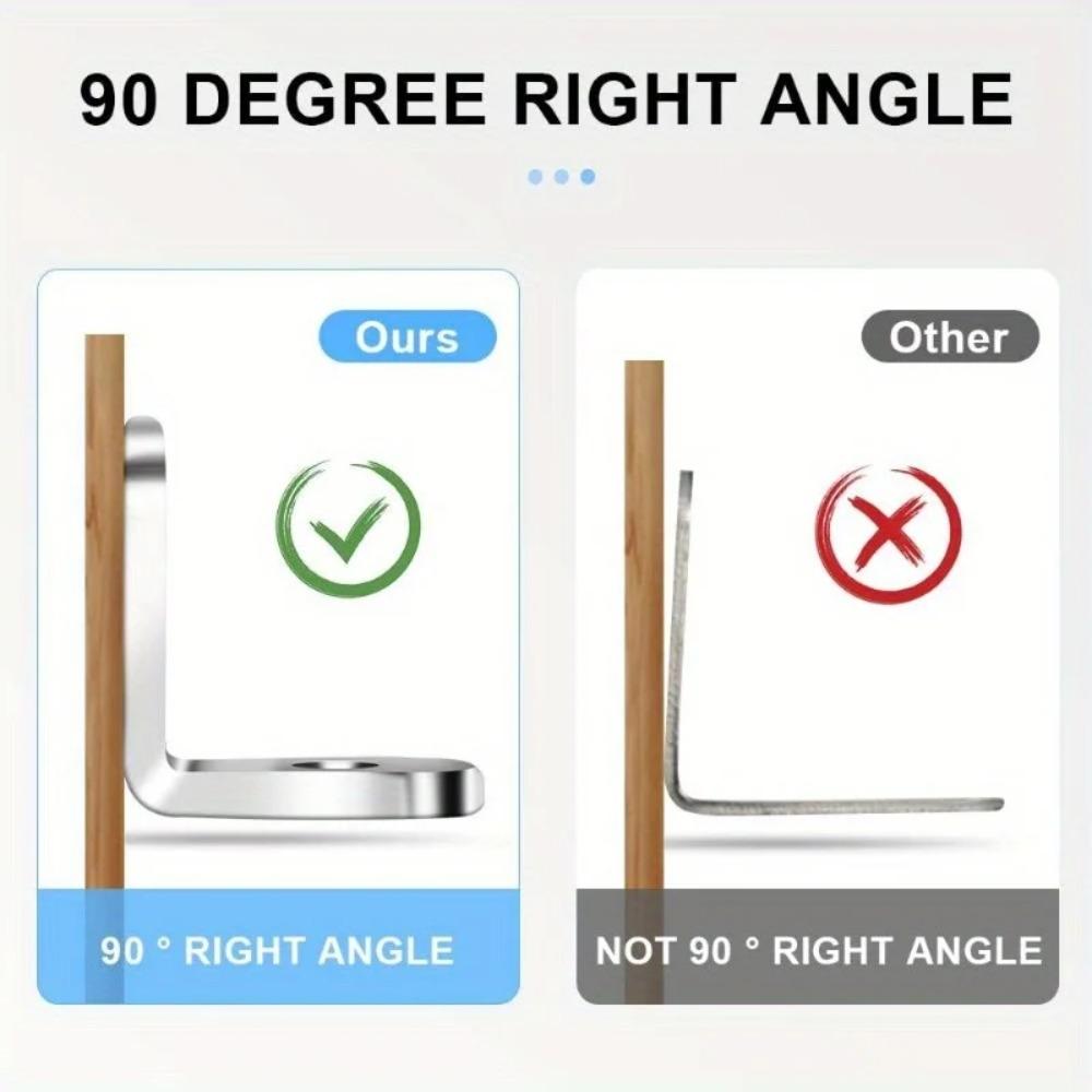 100-10PCS Stainless Steel L-shaped Corner Bracket 90 Degree Furniture Layer Board Fixed Connection Angle Bracket with Screws