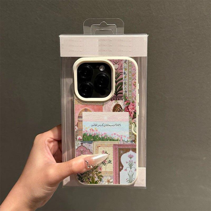 Винтажный Арабский Цветочный Чехол для iPhone17 16 15 14 13 12 11Pro Мусульманская Архитектура Коллаж Дизайн Ударопрочный Силиконовый Чехол