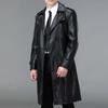 Autumn and Winter Men's Genuine Leather Coats Plus Velvet Long Knee-length Sheepskin Windbreaker Coat Middle-aged Men's Leather Coat