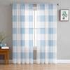Blue Plaid Spring Sheer Curtains For Living Room Kitchen Window Curtains Bedroom Tulle Voile Curtains