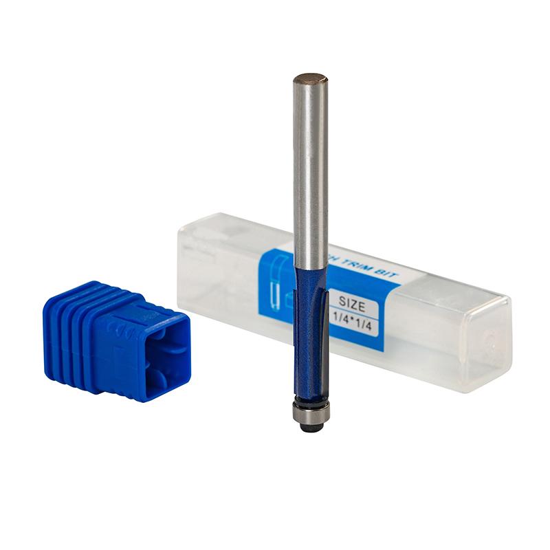 4pcs 1/4 Inch Shank Top Bearing Flush Trim Router Bits Cemented Carbide Endmill Milling Cutter Trimming Cutters Woodworking Tool