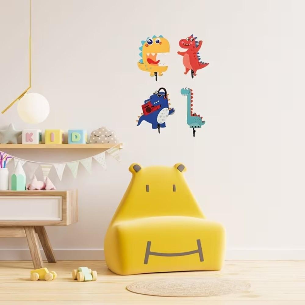 4Pcs Stable Structure Dinosaur Wall Hooks 4 Hooks Wall Decor Hooks Home Decoration