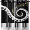 3D Printed Music Piano Key Modern Luxury Thin Shading Polyester Semi Sunshade Window Curtain for Bedroom Living Room Hook Decor