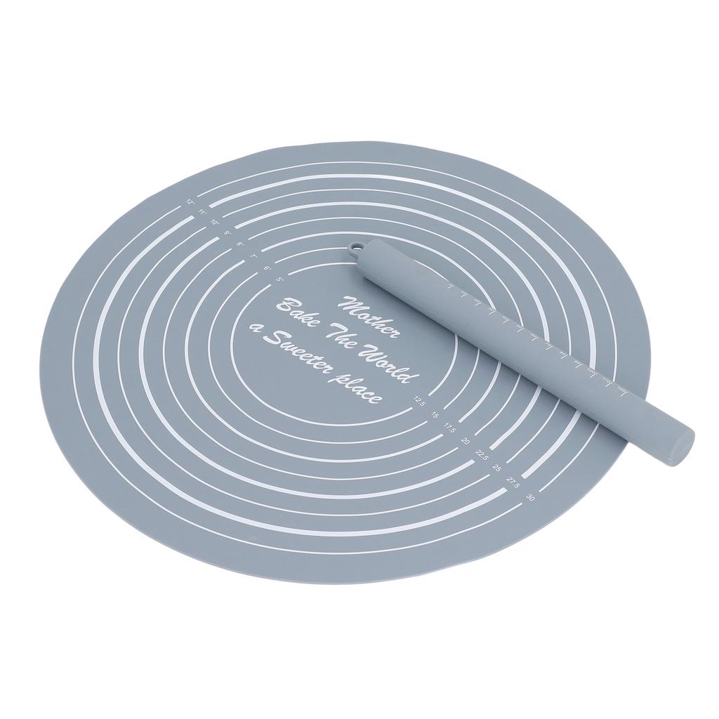 Dough Roller Set with Measurements Silicone Rolling Pin Non Stick Flour Mat for Home Kitchen Dessert Store