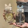 Бутылка для воды Kawaii с кроликом 500 мл, портативная милая чашка для питья в форме ушек с соломинкой и крышкой, летняя посуда для питья для кемпинга на открытом воздухе