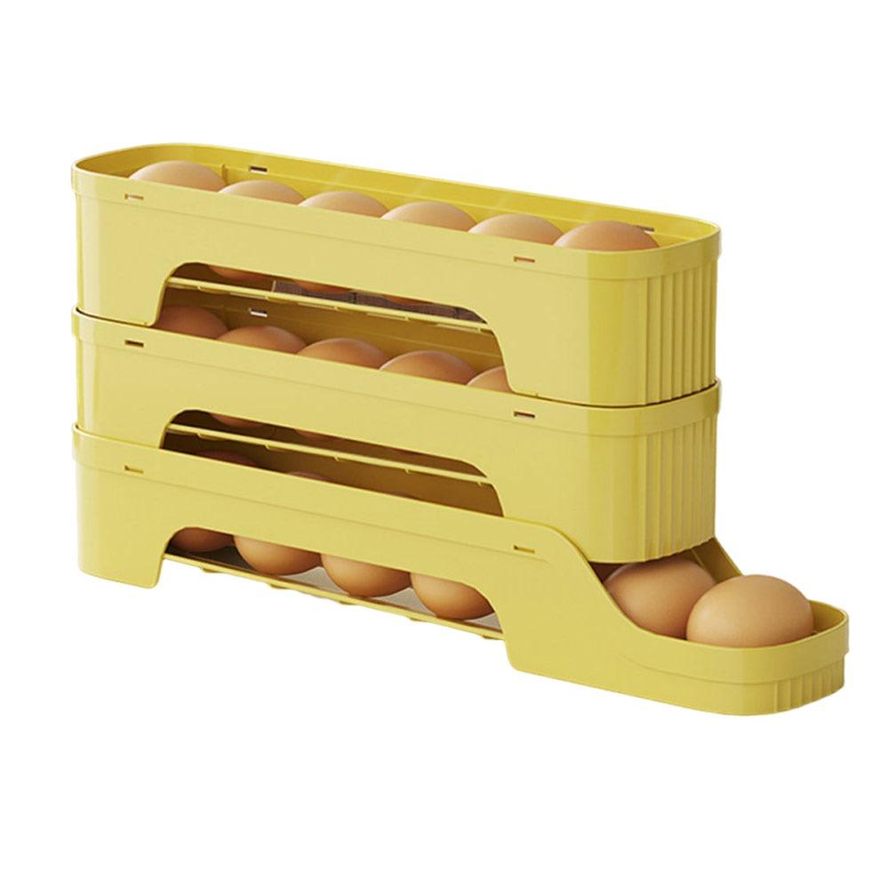 Large Capacity Automatic Egg Roller Slide Organizer Refrigerator Egg Storage Box  Kitchen