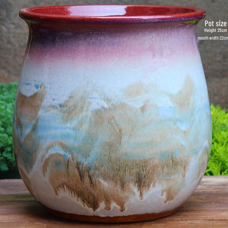 Большой Ручной Глиняный Керамический Цветочный Горшок – Дышащий Высокий Горшок для Суккулентов, Бугенвиллии, Стрелиции, Горшок из Фиолетовой Глины