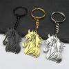Gold-Plated Keychain Hollow Horse Head Keychain Charm Decorative Good Luck Key Holder Stylish Backpack Handbag Accessory For Car