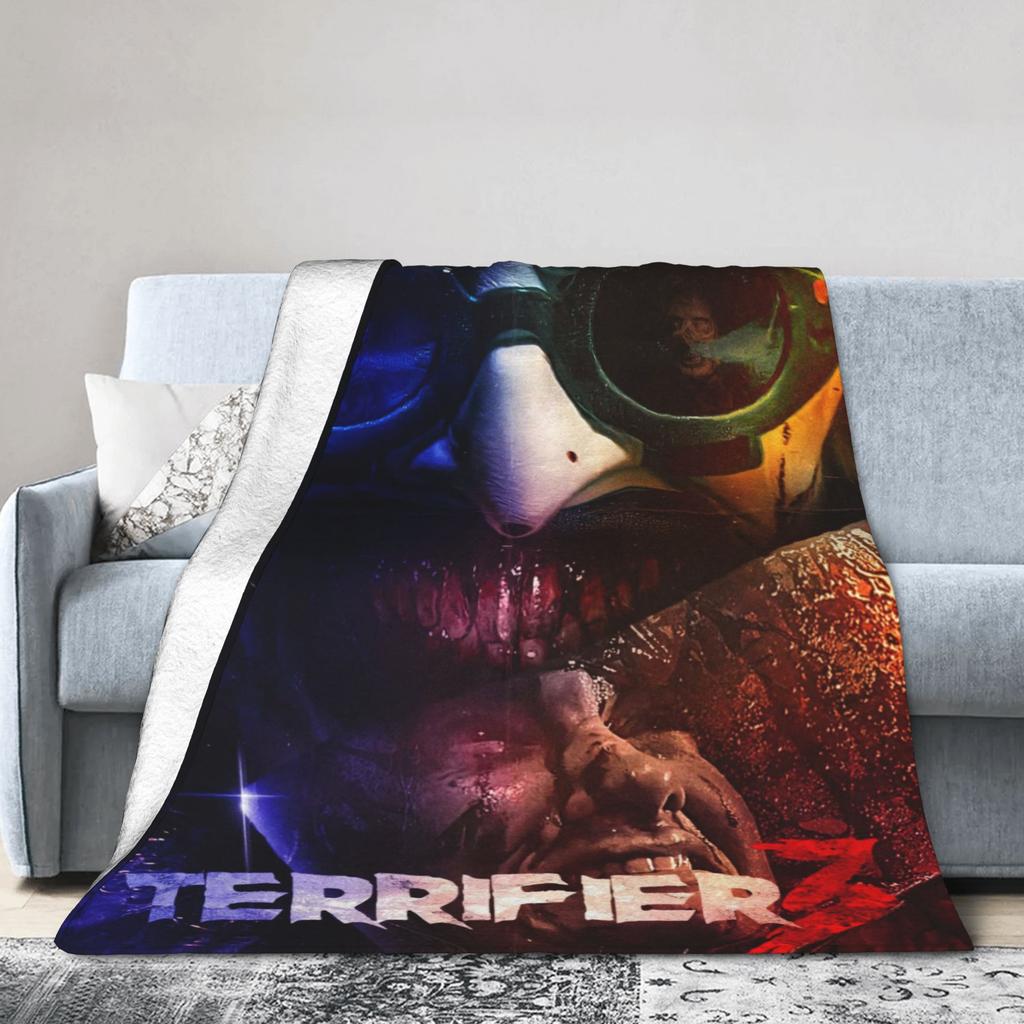 Теплое Мягкое ОдеялоДетское Взрослое Декоративное Одеяло-Плед по Мотиву Фильма Ужасов "Ужасающий 3" Фланелевое Покрывало для Дивана Кресла Дивана Покрывало для Кровати