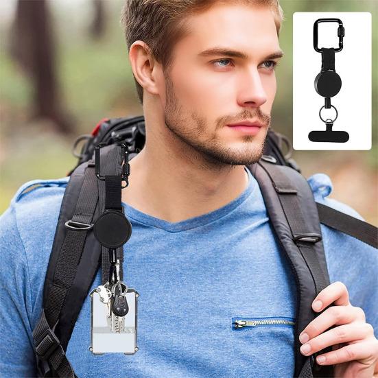 Противоугонный ремешок для мобильного телефона, выдвижной стальной трос с запирающимся металлическим крючком, вращающийся на 360 градусов ремешок для телефона для походов, путешествий, использования на открытом воздухе