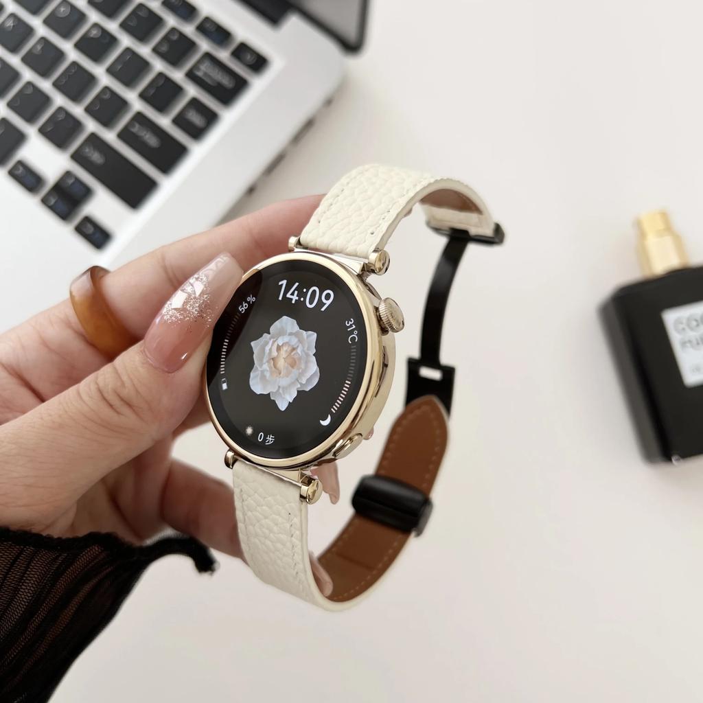 18-мм магнитный кожаный ремешок для Huawei Watch GT6 GT5/4 41 мм, тонкий мягкий ремешок для huawei GT5 Pro 42 мм, браслет на запястье, женский тонкий браслет