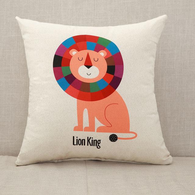 Cute Cartoon Cushion Cover Elephant Cat Decorative Pillowcase Giraffe Throw Pillow Case For Sofa Funda Cojin Kussenhoes