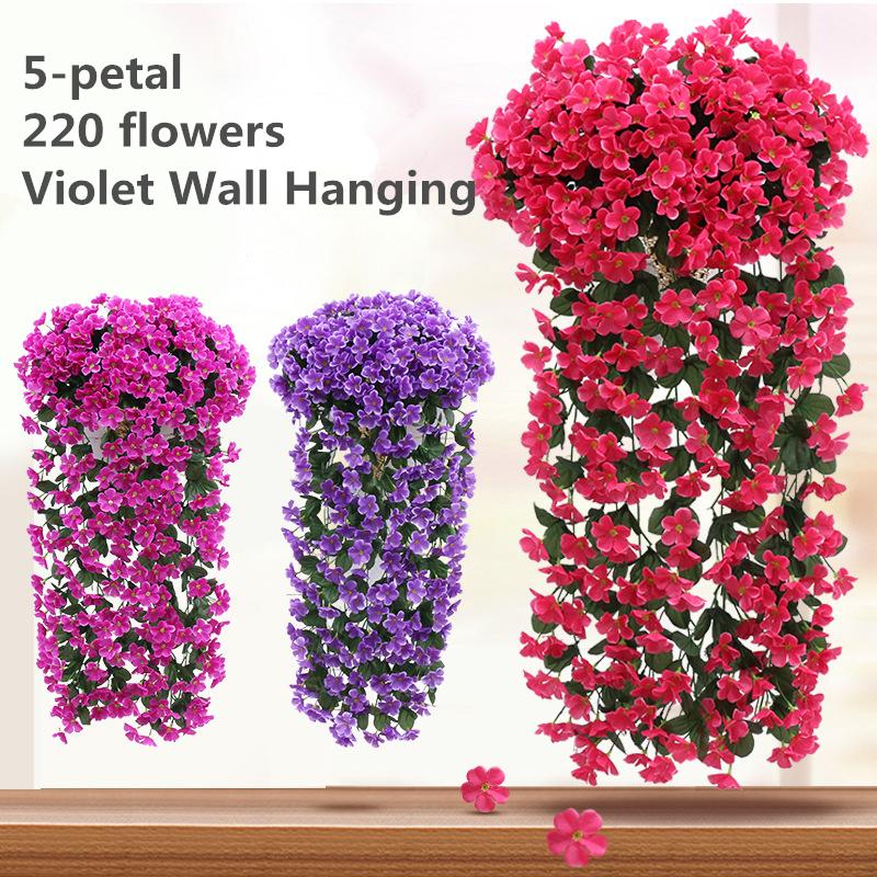 Фиолетовый искусственный лист, гирлянда, лоза, искусственный цветок, настенный подвесной цветок орхидеи, Свадебная вечеринка, домашний декор