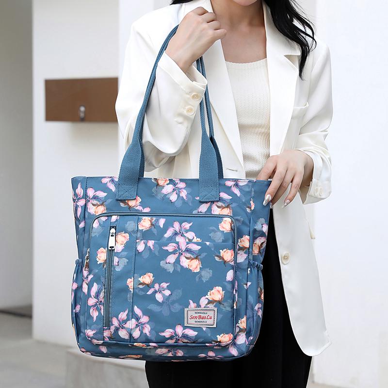 Женская легкая сумка-тоут из нейлона с принтом, сумка через плечо для матери