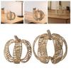 Faux Rattan Pumpkin Decoration Artificial Pumpkins Rustic Statue Fake Pumpkin Ornament for Autumn Mantel Thanksgiving Harvest