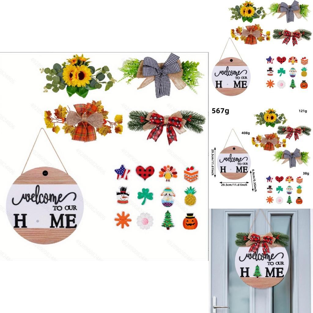 Home Welcome Door Sign With Magnetic Wooden Decor For Diy Festive Decoration