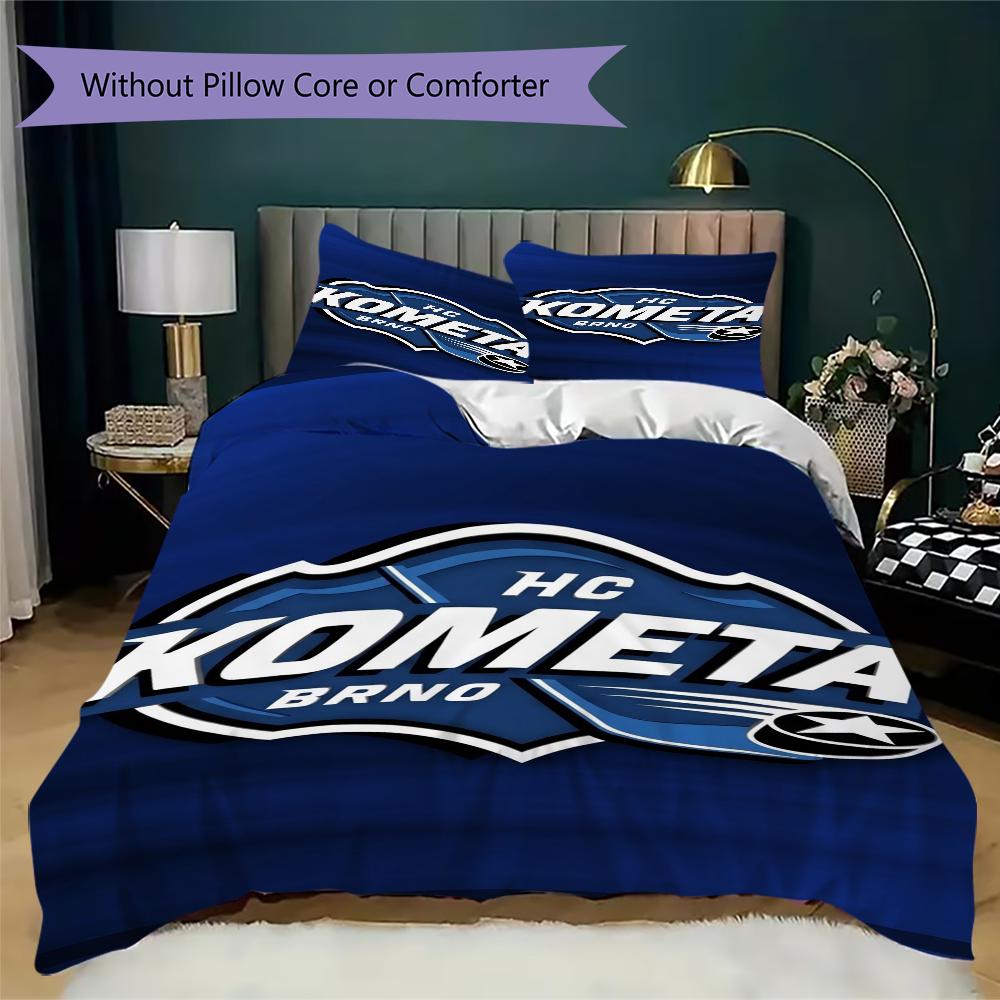 HC Kometa Brno Pattern Bedding uilt Set uilt Cover Pillowcase Home Decoration Birthday Gift (1 * duvet cover + 2 * pillowcase without core)