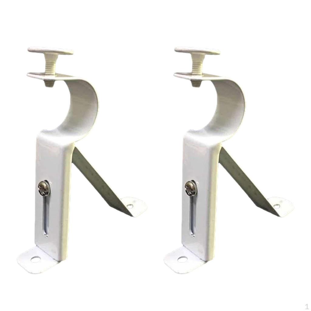 2 Curtain Rod Brackets, Adjustable Hook, 1-1.1 Inch Bracket