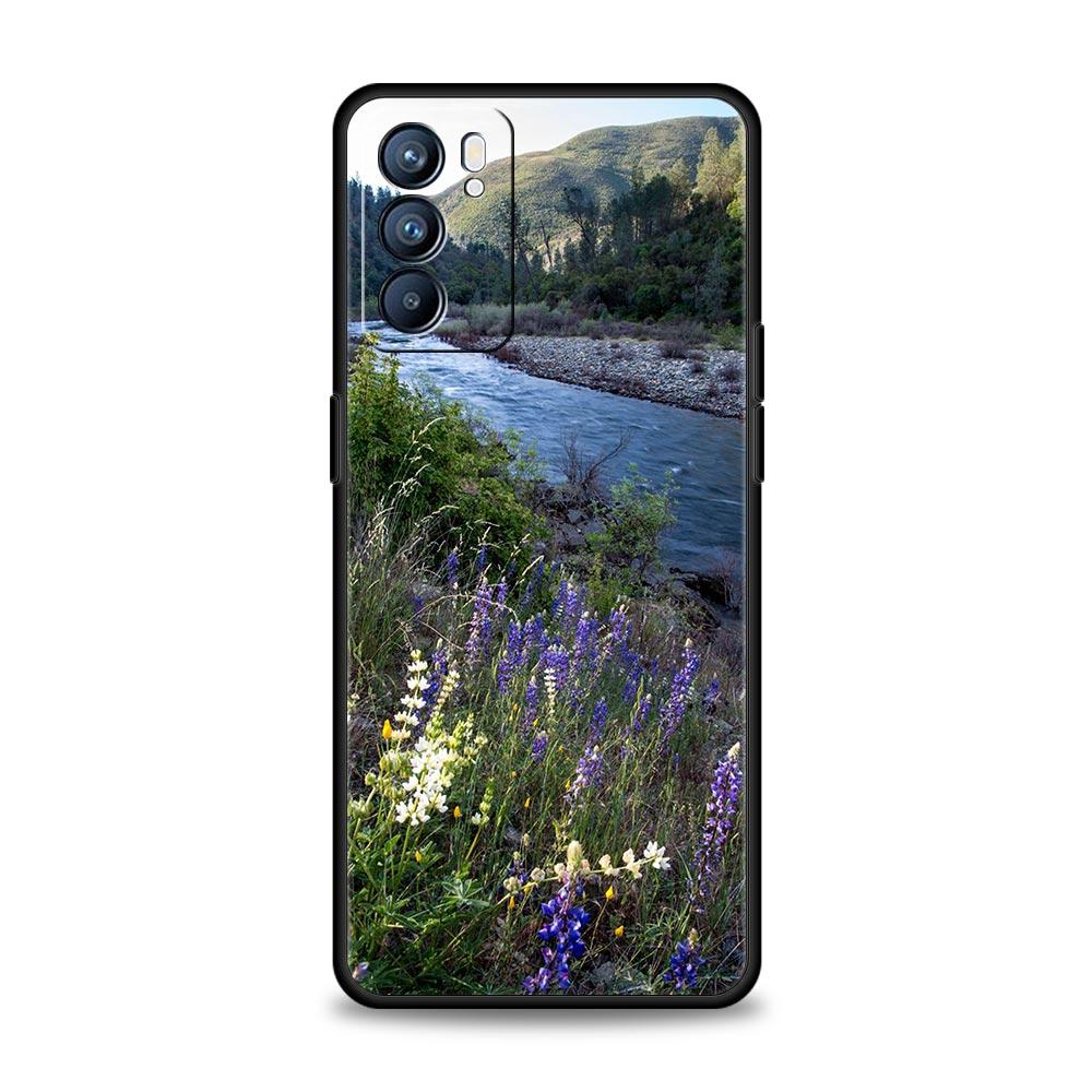 Waterfall Nature Trees Ship Phone Case For Oppo A54 A53 A52 A9 2020 A15 A95 A16 A76 A74 A12 Find X5 SE Reno6 Pro Plus 5G Cover