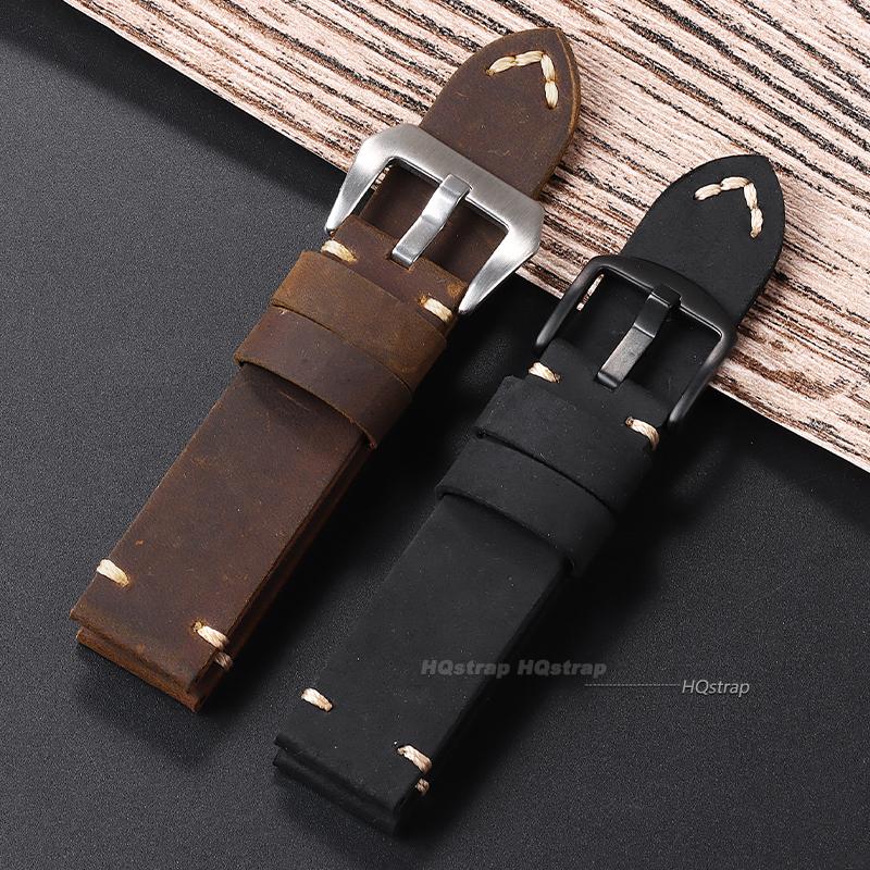 Ручная работа Коровья кожа Ремешок для часов для Panerai PAM111 441 Коричневый кожаный ремешок Мягкий мужской браслет 22 мм 24 мм 26 мм Винтажный ремешок