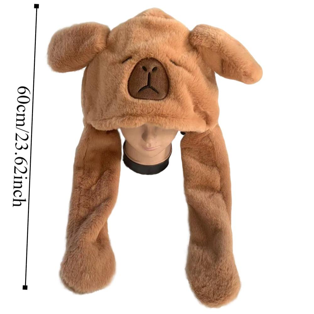 Шапка с двигающимися ушами капибары, плюшевая плюшевая шапка, игрушки, мультяшная прыгающая шапка, вечеринка