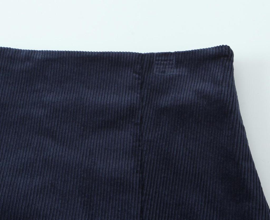 European & American Style Women's V-Neck Corduroy Top & A-Line Mini Skirt Set