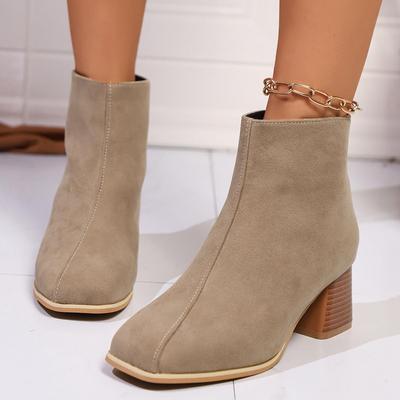 Большие размеры, повседневные короткие зимние ботинки на толстом каблуке, на молнии, с круглым носком, замшевые ботинки Martin, размеры 35-41