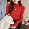 Осень-зима, длинный рукав, женский вязаный свитер, модный новый полувысокий воротник, базовый пуловер, свитера, топы, элегантный облегающий повседневный теплый трикотаж 25058