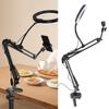 Selfie Ring Light 3 Color Temperature Retractable Arm Overhead Ring Light with Clamp Phone Holder Fo