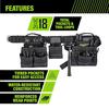 AWP Carpenter Tool Rig Premium Tool Belt with Carry Handle, Air Mesh Padded Belt, Fits Waist Up To 50 Inches, Black