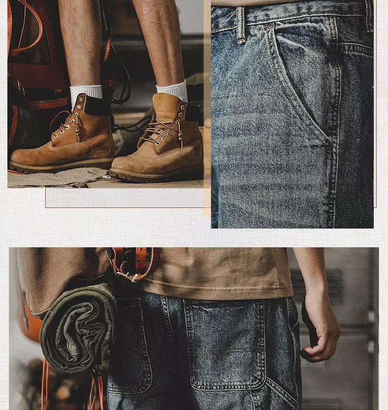 Men's Lightweight Elastic Denim Shorts, Loose Fit, Plus Size, 3/4 Length