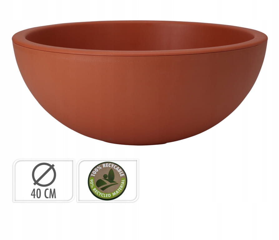 Garden flowerpot, round bowl, decorative terracotta, 40 x 16 cm