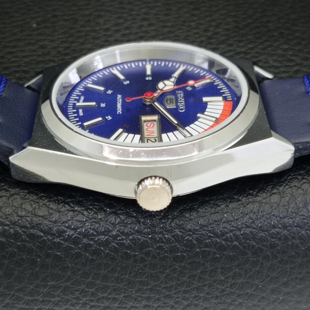 ВОССТАНОВЛЕННЫЕ ВИНТАЖНЫЕ МУЖСКИЕ АВТОМАТИЧЕСКИЕ ЧАСЫ SEIKO 5 6309A ЯПОНИЯ С СИНИМ ЦИФЕРБЛАТОМ a440892-4