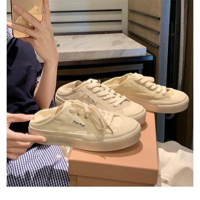 Виноградная мать имеет тот же стиль, обувь miu, маленький круглый носок, на который можно наступать, низкие парусиновые туфли-лодочки с ремешком на пятке, женские летние лит