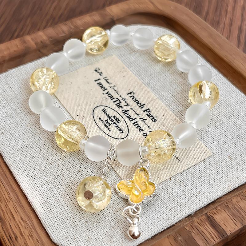 Корейский Розовый Цветы Подвеска-бабочка Браслет из бусин для женщин Сладкие Бусины Цепочка Браслеты Подарки Ювелирные изделия для девушки