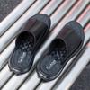 2025 Summer New Sandals Men's Leather Air Cushion Cool Slippers Wear Casual Soft Bottom Light One-word Drag Men