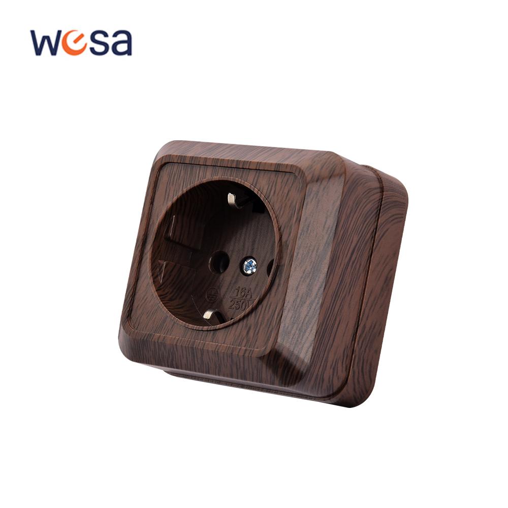 WESA Wood Wall Surface Button Light Switch EU Spray Paint Plastic Outdoor 2 Gang 1 Way Wall Exterior Rocker On / Off Switch