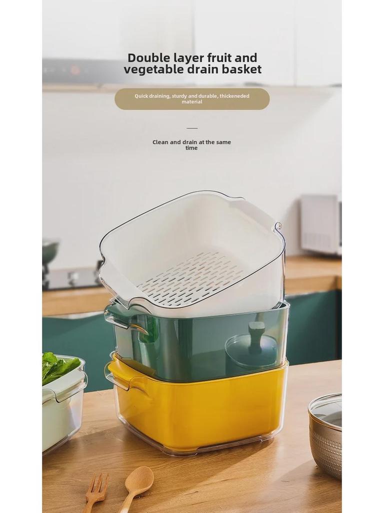 Двухслойная раковина для мытья овощей и сливная корзина - Пластиковая тарелка для фруктов и фильтр для мойки для кухни