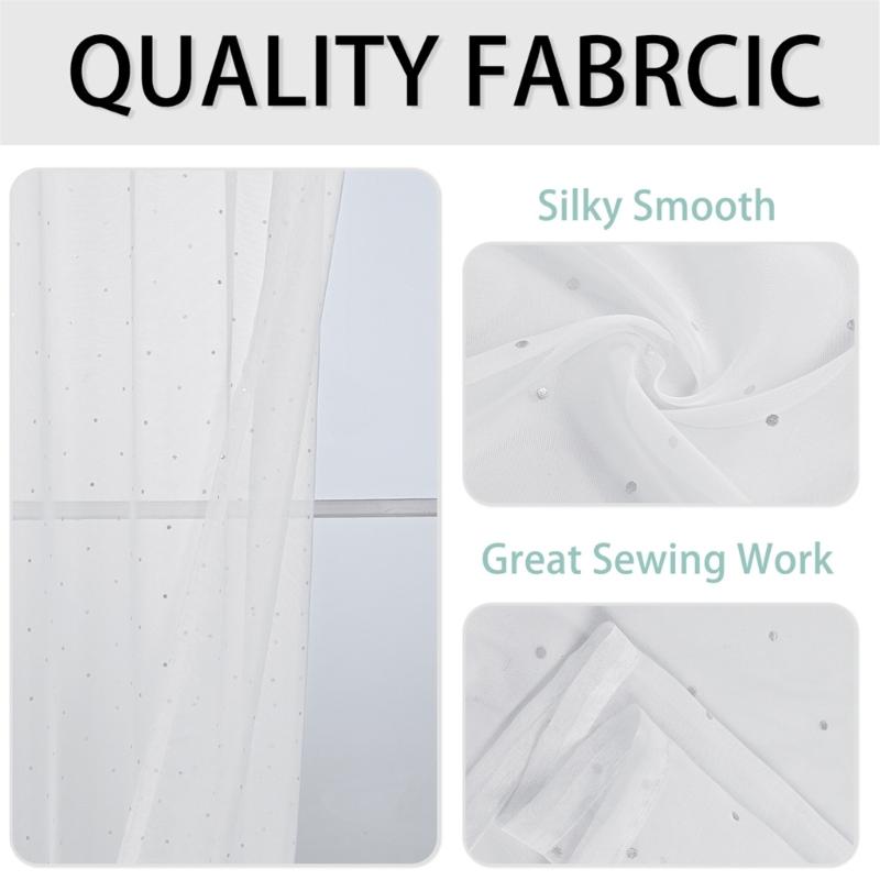 Elegant Silver Dot Design Semi Blackouts Curtains 2Pieces Polyester Window Treatments for Home Decoration