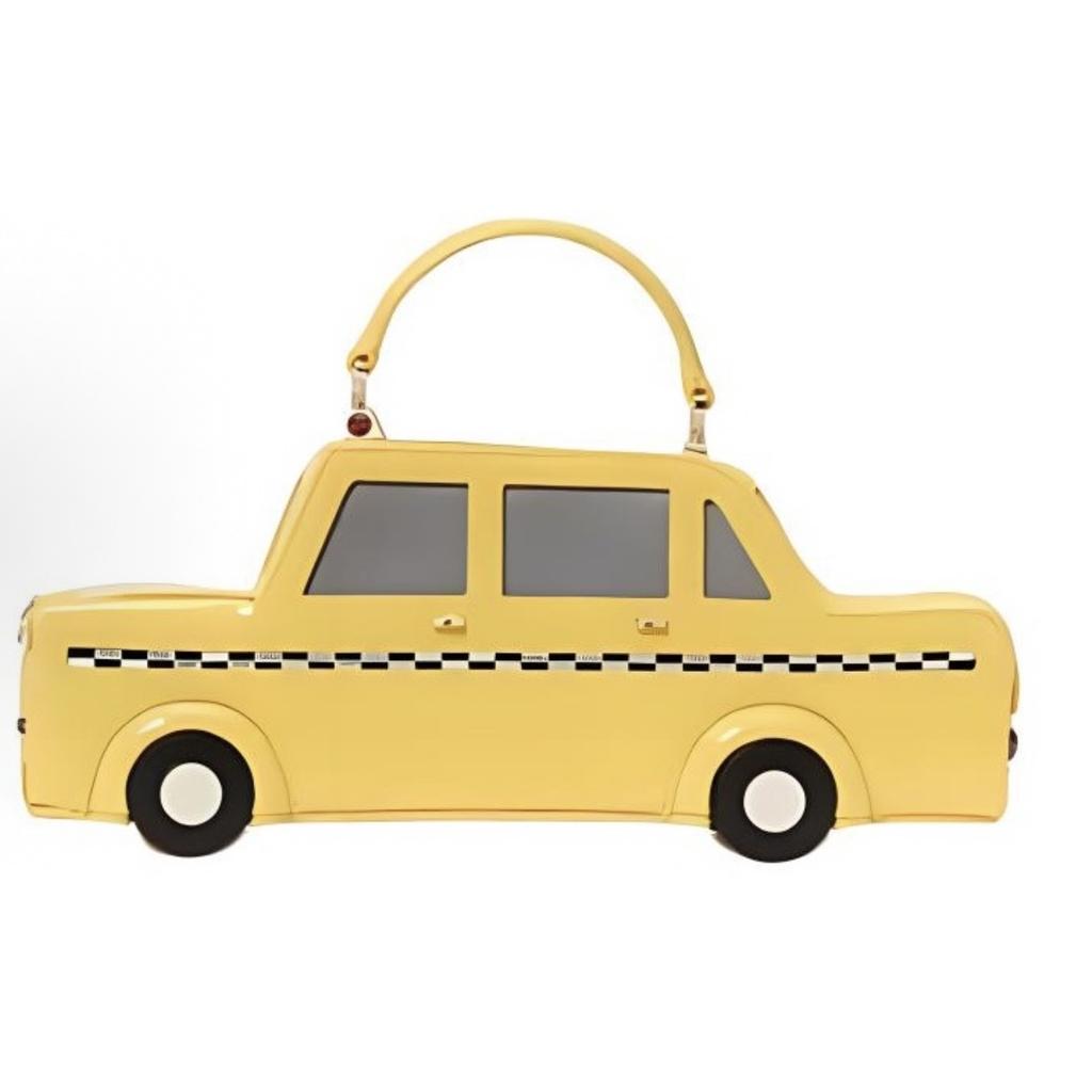 Kate Spade Нью-Йорк 3D Лого Такси Сумка Женская Желтая из Лакированной Кожи с Застежкой-Кнопкой