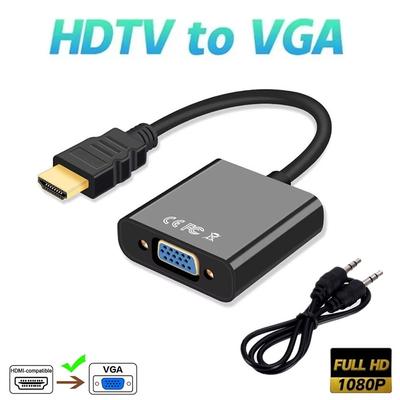HD 1080P HDMI в VGA Конвертер HDMI Кабель с Аудио Питанием HDMI Папа на VGA Мама Адаптер для Настольных Компьютеров Ноутбуков ПК Монитора