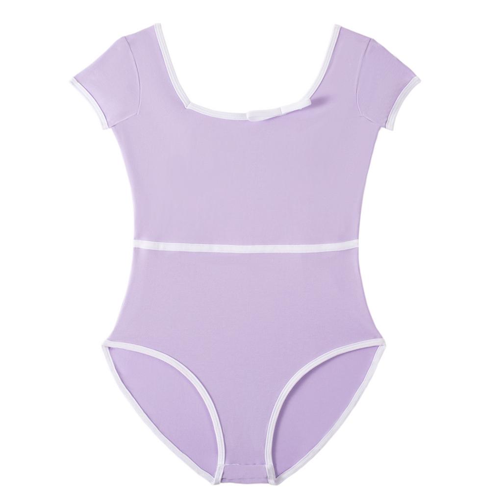 Детские гимнастические купальники для девочек с коротким рукавом, хлопковые с тюлем, детская одежда для балета, танцевальное платье, гимнастический боди