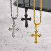 Cross Pendant Necklace for Men Boys,50/55/60cm Stainless Steel Collars Chokers,Christian Classic Chic Zircon Gifts