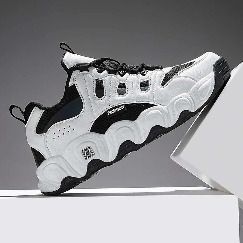 Мужские кроссовки Новые массивные кроссовки Мужские дышащие сетчатые Белые повседневные кроссовки Теннисные Мужские на платформе На шнуровке Вулканизированная обувь