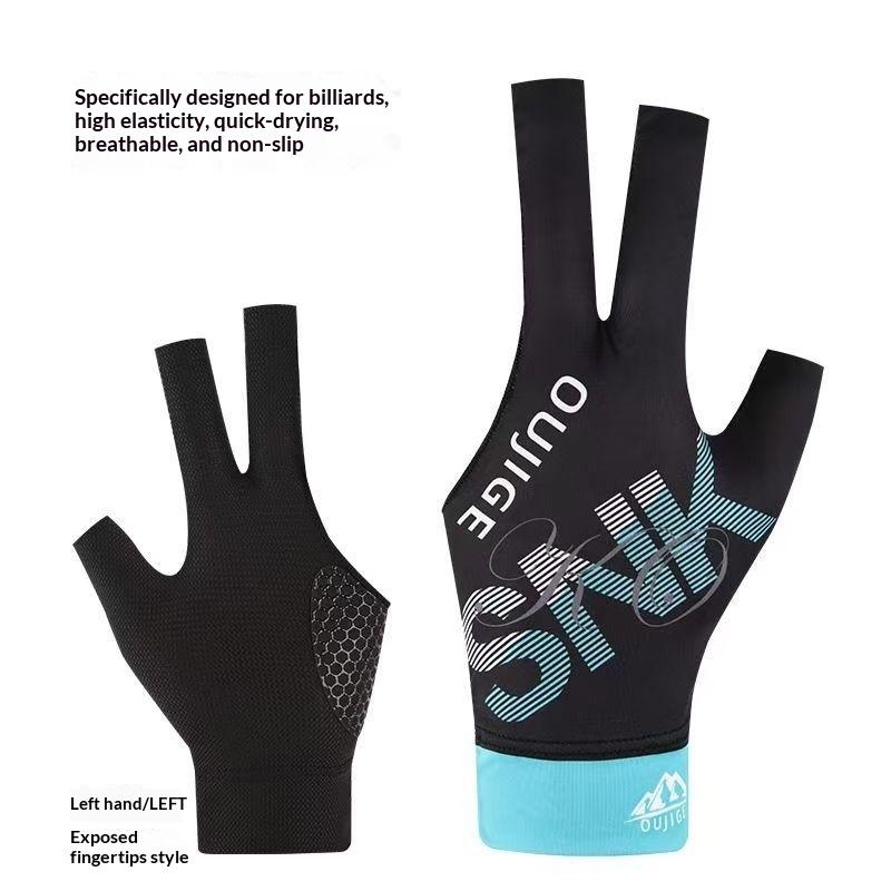 Open Finger Billiard Gloves Breathable Polyester Snooker Pool Glove Anti-Slip Adjustable Billiard Training Cue Glove