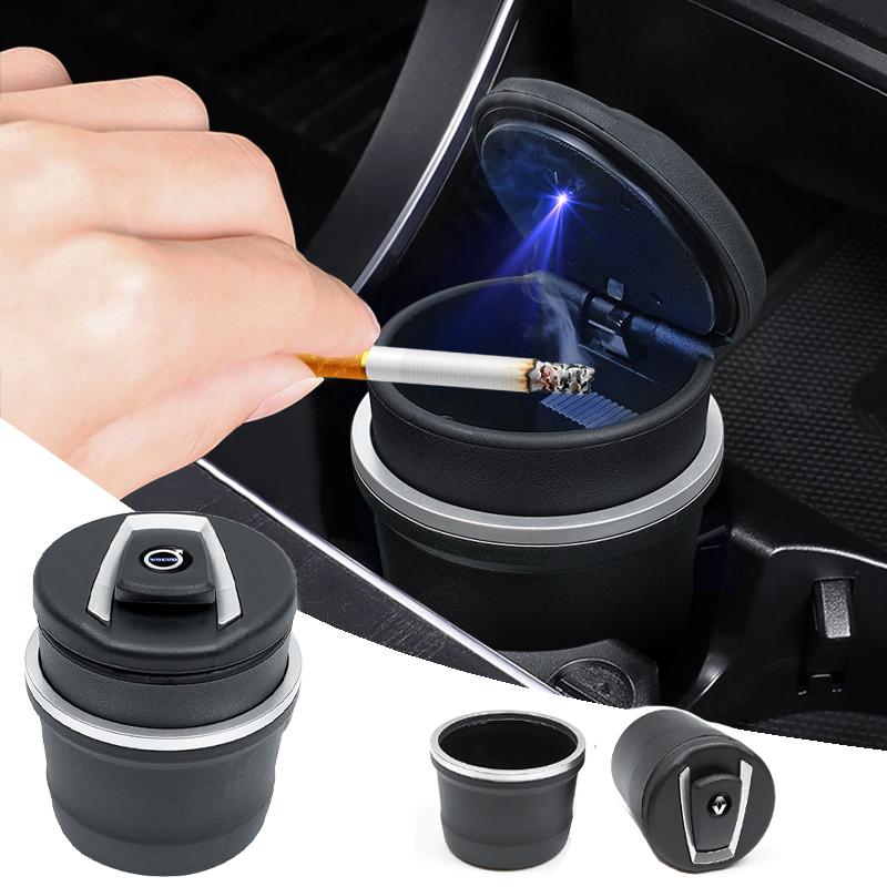 bngxu9 Volvo Car Cigarette Ashtray Cup LED Light Storage Trash Can For C30 V50 T6 190h R XC S60 V60 XC90 V40 S90 V70 XC60 XC40 SC60 AWD