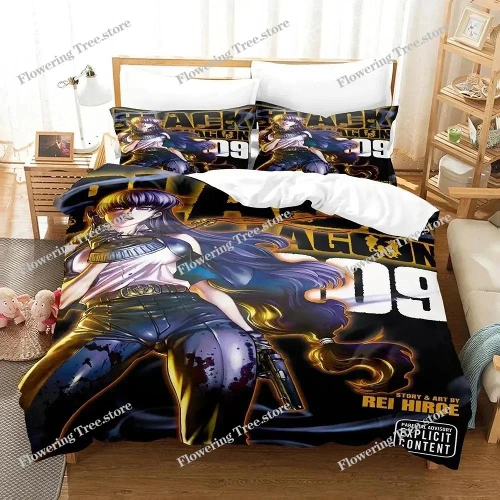 Anime Black Lagoon Bedding Set Duvet Cover Bed Set Quilt Cover Pillowcase Comforter king Queen Size Boys Adult Bedding Set029963